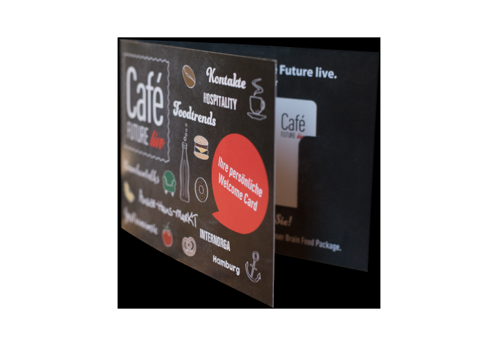 Individuell bedruckbarer Kartenhalter Typ 1, Café Future